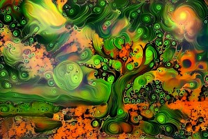 Old Tree in Surreal Landscape